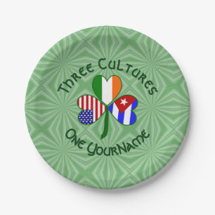 Cuban Irish American Flags Shamrock Personalised Paper Plate