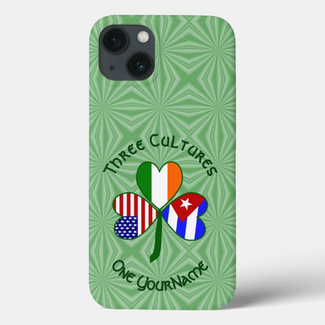 Cuban Irish USA Flags Shamrock Personalised  Case-Mate iPhone Case (Back)