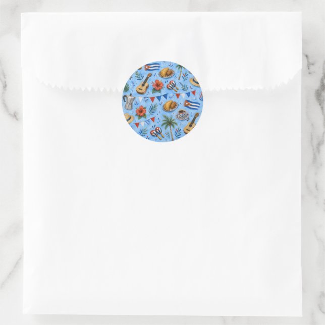 Cuban Party Pattern Classic Round Sticker (Bag)