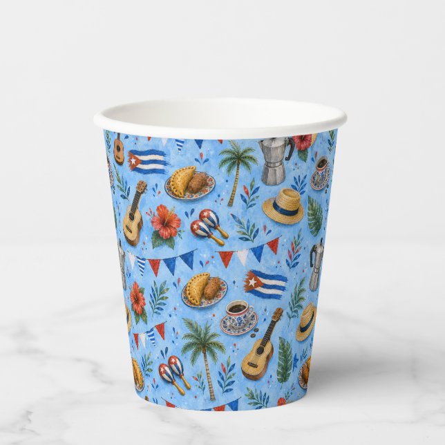 Cuban Party Pattern Paper Cups (Front)