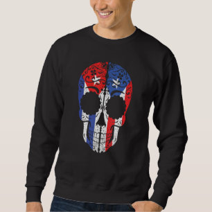 Cuban Puerto Rican Sugar Skull Cuba Puerto Rico Fl Sweatshirt