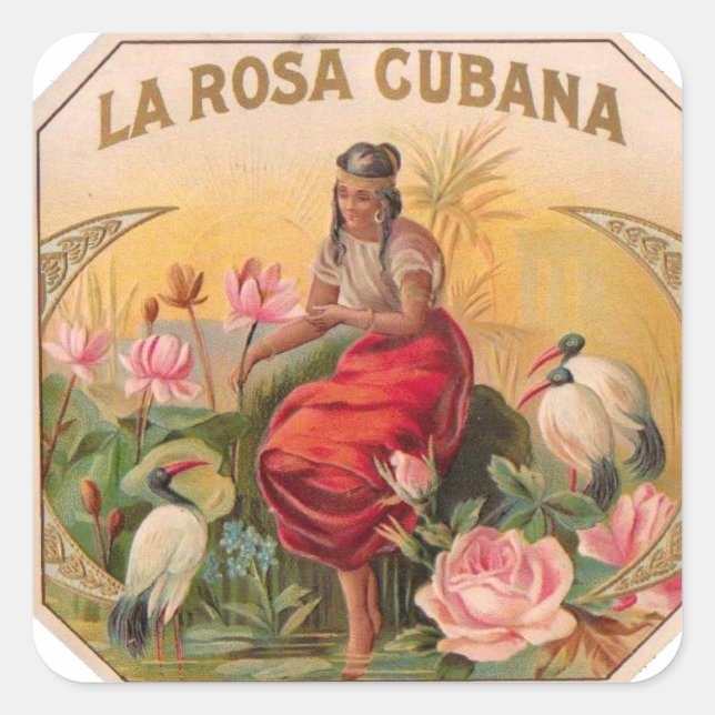Cuban Rosa Design Vintage Cuba Square Sticker (Front)