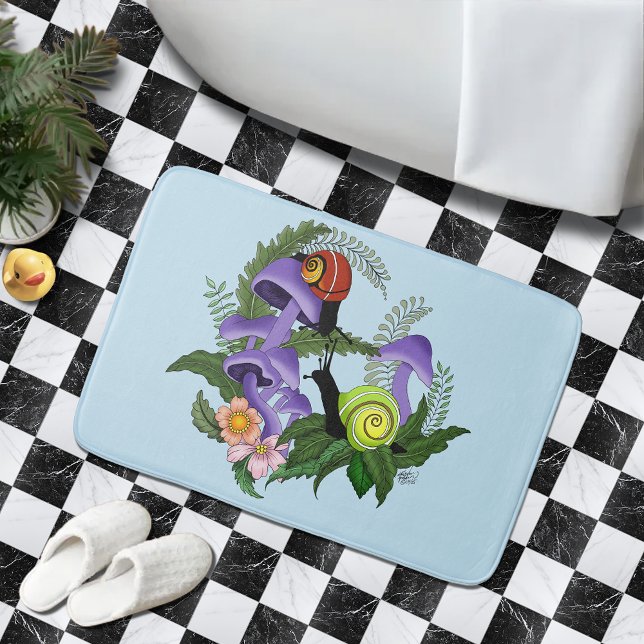 Cuban Snails Purple Mushrooms Bath Mat (Creator Uploaded)