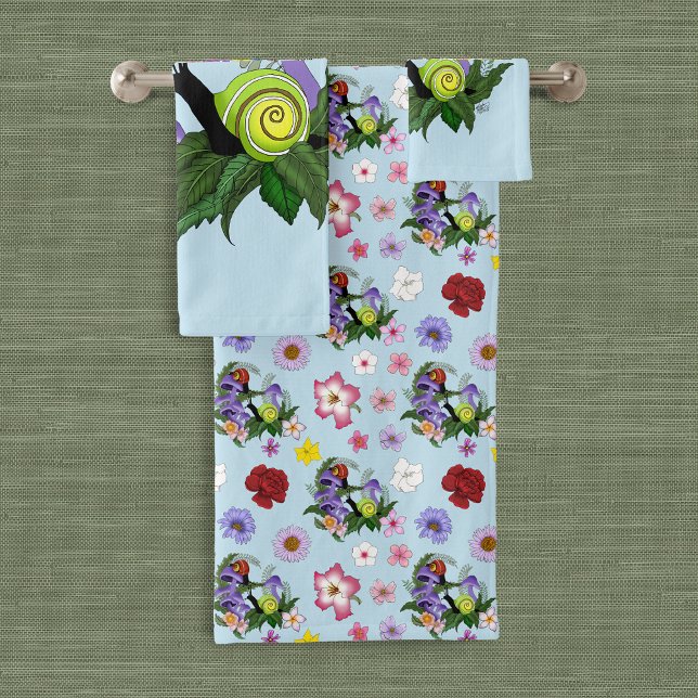 Cuban Snails Purple Mushrooms Bath Towel Set (Creator Uploaded)