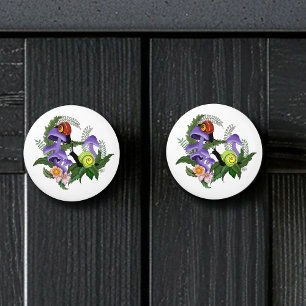 Cuban Snails Purple Mushrooms Ceramic Knob
