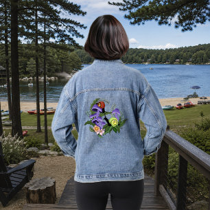 Cuban Snails Purple Mushrooms Denim Jacket