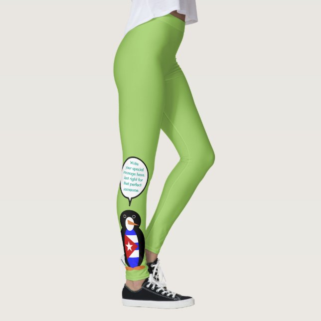 Cuban Talking Ms. Penguin Personalised  Leggings (Right)