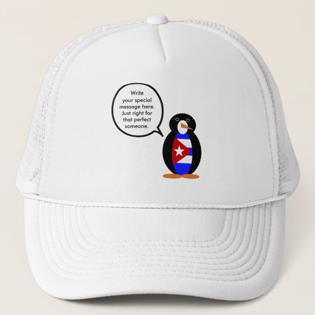 Cuban Talking Ms. Penguin Personalized  Trucker Hat (Front)