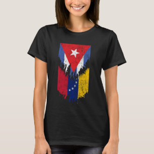 Cuban Venezuelan Flags Ripped Torn Cuba Venezuela T-Shirt