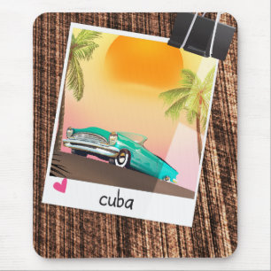 Cuban vintage car photo travel poster. mouse pad