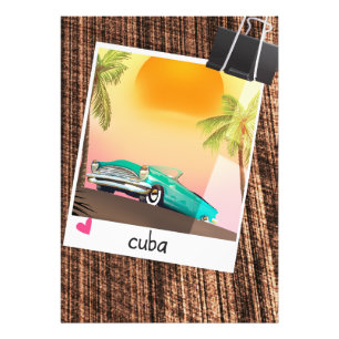Cuban vintage car photo travel poster. print
