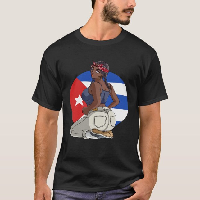 Cubana Strong Latin Girl Cuba Flag Pride T-Shirt (Front)