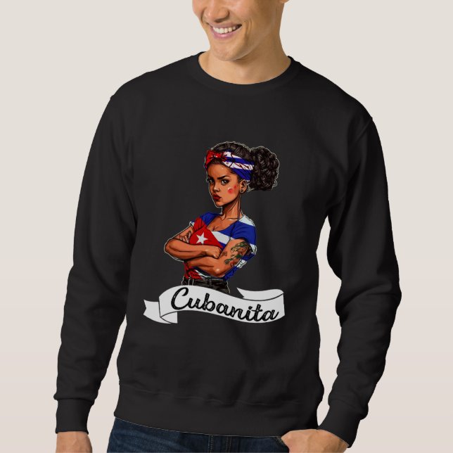 Cubanita Flag Cubana Cuba Women Girl Cuban Pride M Sweatshirt (Front)