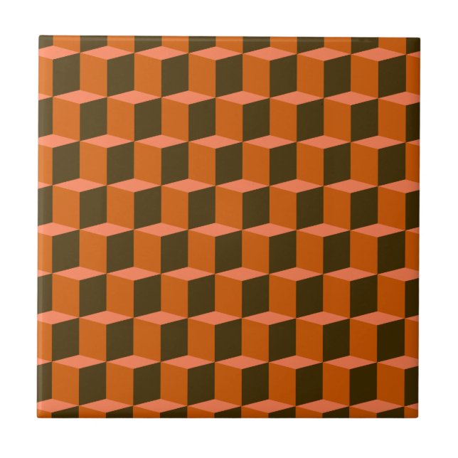 Cube 3 Dimensional 3D Pattern Design Tile (Front)