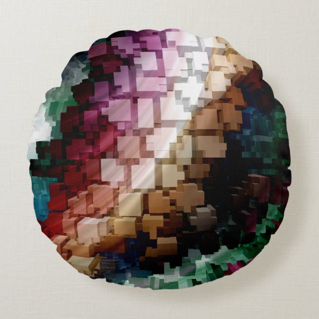 Cube Centric Dark Wind Round Cushion (Front)