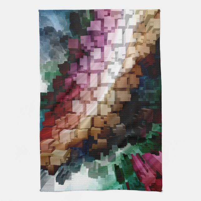 Cube Centric Dark Wind Tea Towel (Vertical)