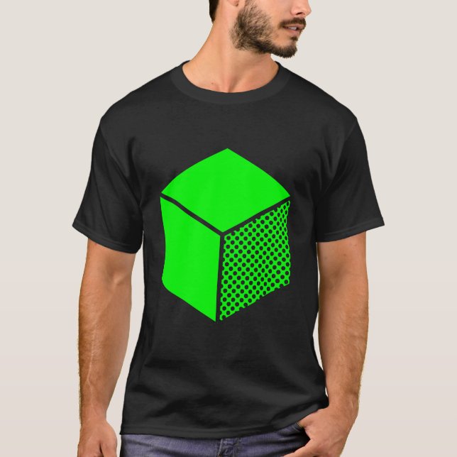 Cube - Green on Dark T-Shirt (Front)