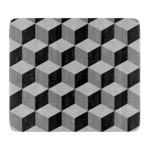 Cube Pattern Black & Greys Cutting Board