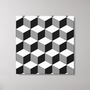 Cube Pattern Black White & Grey Canvas Print