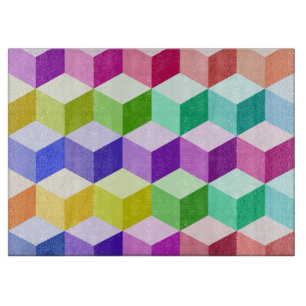 Cube Pattern Multicolored Cutting Board