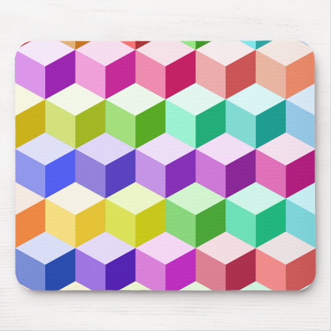 Cube Pattern Multicolored Mouse Pad (Front)