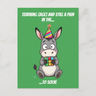 Cube Solver Donkey Funny Birthday Humour Postcard