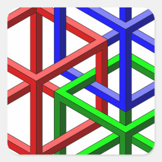 Cubes Impossible Geometry Optical Illusion Square Sticker