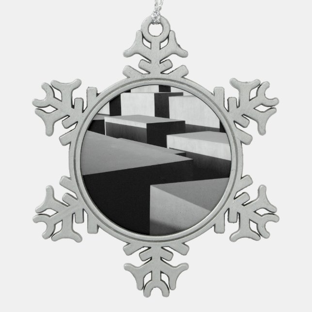 Cubes in Berlin Snowflake Pewter Christmas Ornament (Front)