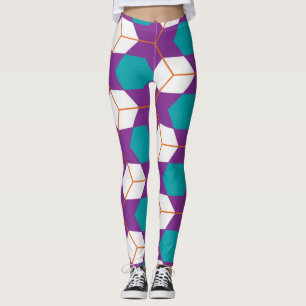 Cubes in honeycomb pattern leggings