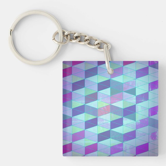Cubes Into Triangles Geometric Pattern Key Ring (Front)