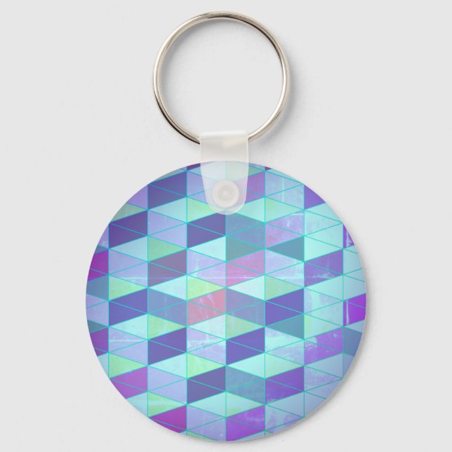 Cubes Into Triangles Geometric Pattern Key Ring (Front)
