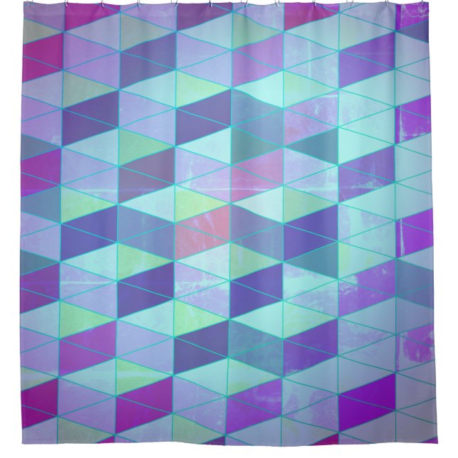 Cubes Into Triangles Geometric Pattern Shower Curtain (Front)