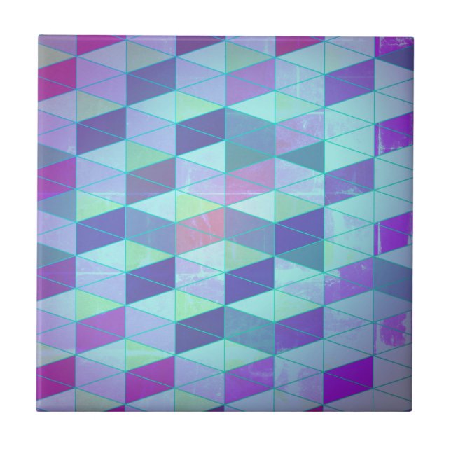 Cubes Into Triangles Geometric Pattern Tile (Front)