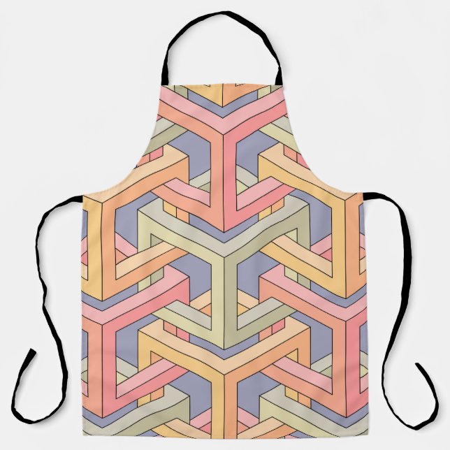 Cubes. Seamless 3D pattern. Optical illusions. Mod Apron (Front)