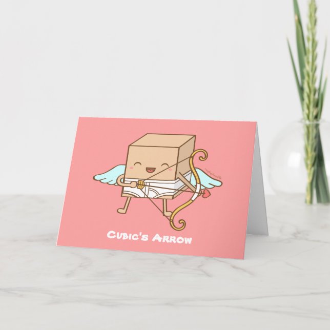 Cubic Cupid Arrow Valentines Day Pun Humour Holiday Card (Front)