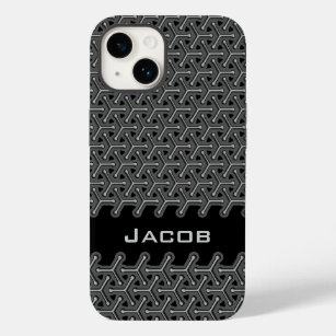 Cubic steel grey black patterned custom name Case-Mate iPhone 14 case