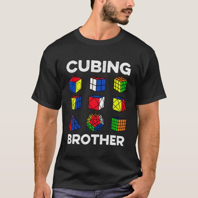 Cubing Brother Speedcubing Speedsolving Cuber T-Shirt (Front)