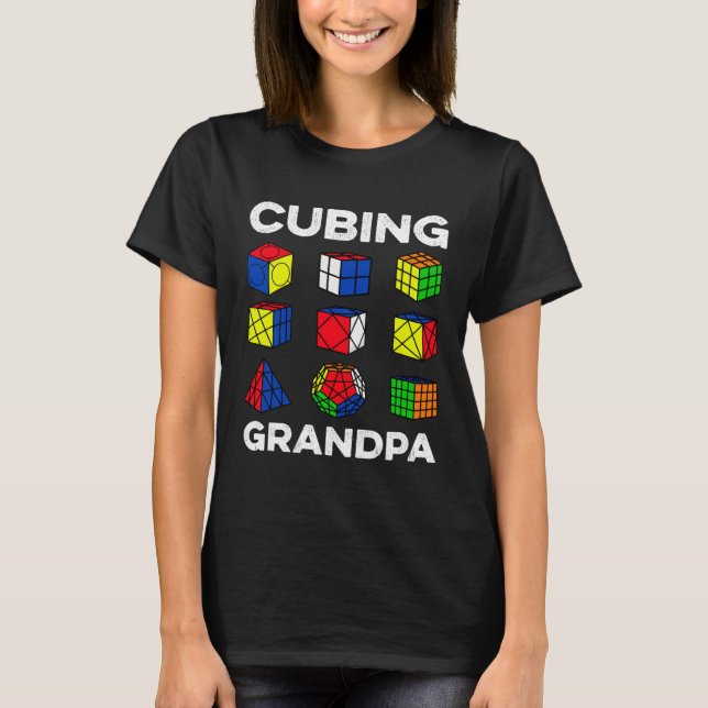 Cubing Grandpa Speedcubing Speedsolving Cuber Pull T-Shirt (Front)