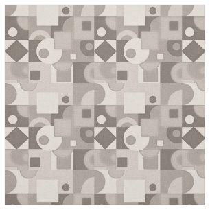 Cubism 1970s Modern Art Square Shape Halftone Fabric