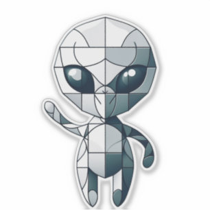 Cubism Alien Sticker