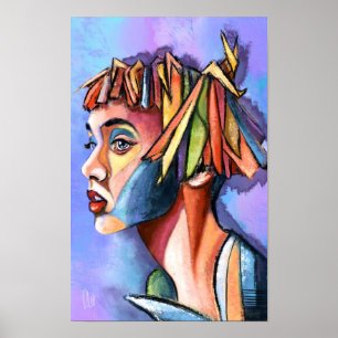 Cubism Art Lady Poster
