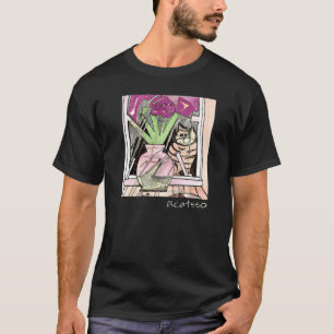 Cubism Art Style Picatsso Cat in Window Funny Cat  T-Shirt
