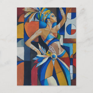 Cubism Carnival Dancer Postcard