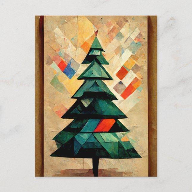Cubism. Christmas tree modern abstract painted. Postcard (Front)