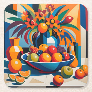 Cubism Fruit Bowl Flowers Coaster Set