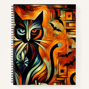Cubism Halloween Cat Bullet Line Notebook