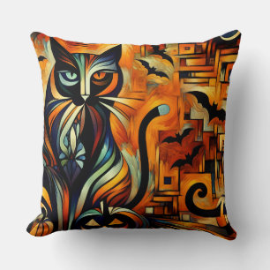 Cubism Halloween Cat Cushion