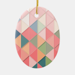 CUBISM pastel Shades GEOMETRIC - ADD MONOGRAM Ceramic Tree Decoration