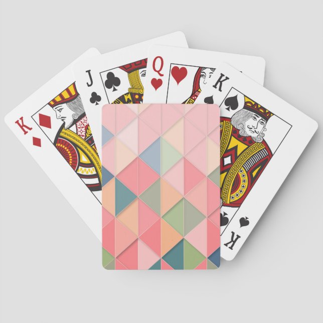 CUBISM pastel Shades GEOMETRIC - ADD MONOGRAM Playing Cards (Back)