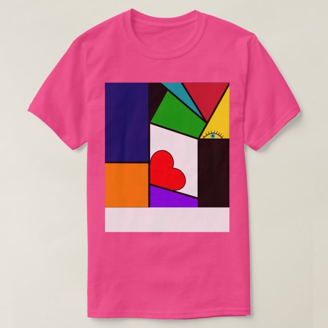 Cubism pattern mouth and eye T-Shirt (Design Front)